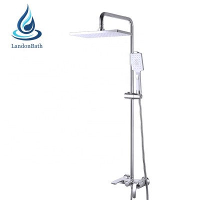 Italy design Bathroom Chrome Finish Wall Mounted Rain Shower Mixer Set with ABS Square Showerhead Handheld Shower