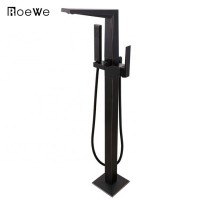 CUPC approved bathroom floor standing tap, brass body floor mounted freestanding faucet, stand free bathtub mixer