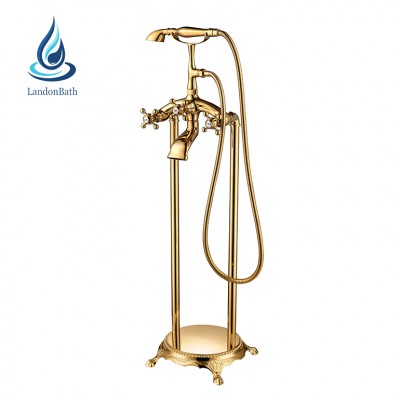 Cast Iron Bathtub Bathroom Faucet Supplier Waterfall Faucets Hot Cold Water Floor Mount Clawfoot Mixer Tap Spout Shower Walk In