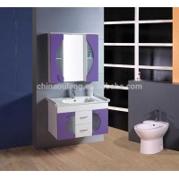 Modern Wall Mounted PVC Bathroom Vanity Cabinet Bath Furniture with Ceramic basin