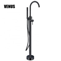 CUPC approved bathroom shower mixer floor standing tap matching stand bath tub, brass floor mounted freestanding bathtub faucet