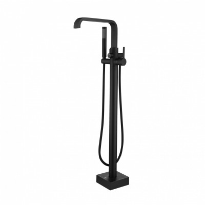 Modern Electroplated Matte Black Stand bathtub Alone Bathroom Free Floor Standing Bath Faucet Tap Mixer Shower