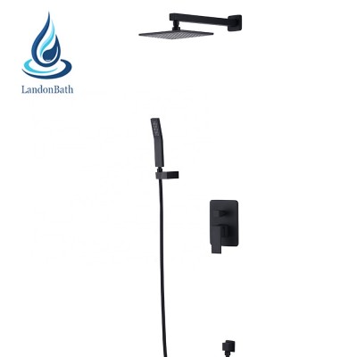 Luxurious Factory Price Brass Concealed Black Shower Faucet Shower Set With Shower Head